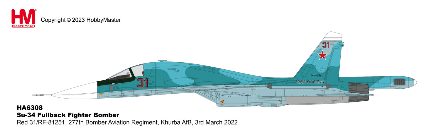 1/72 Su-34 Fighter Bomber "Battle for Kyiv" Red 31/RF-81251 277th Bomber Aviation Regiment Khurba AfB 3rd March 2022