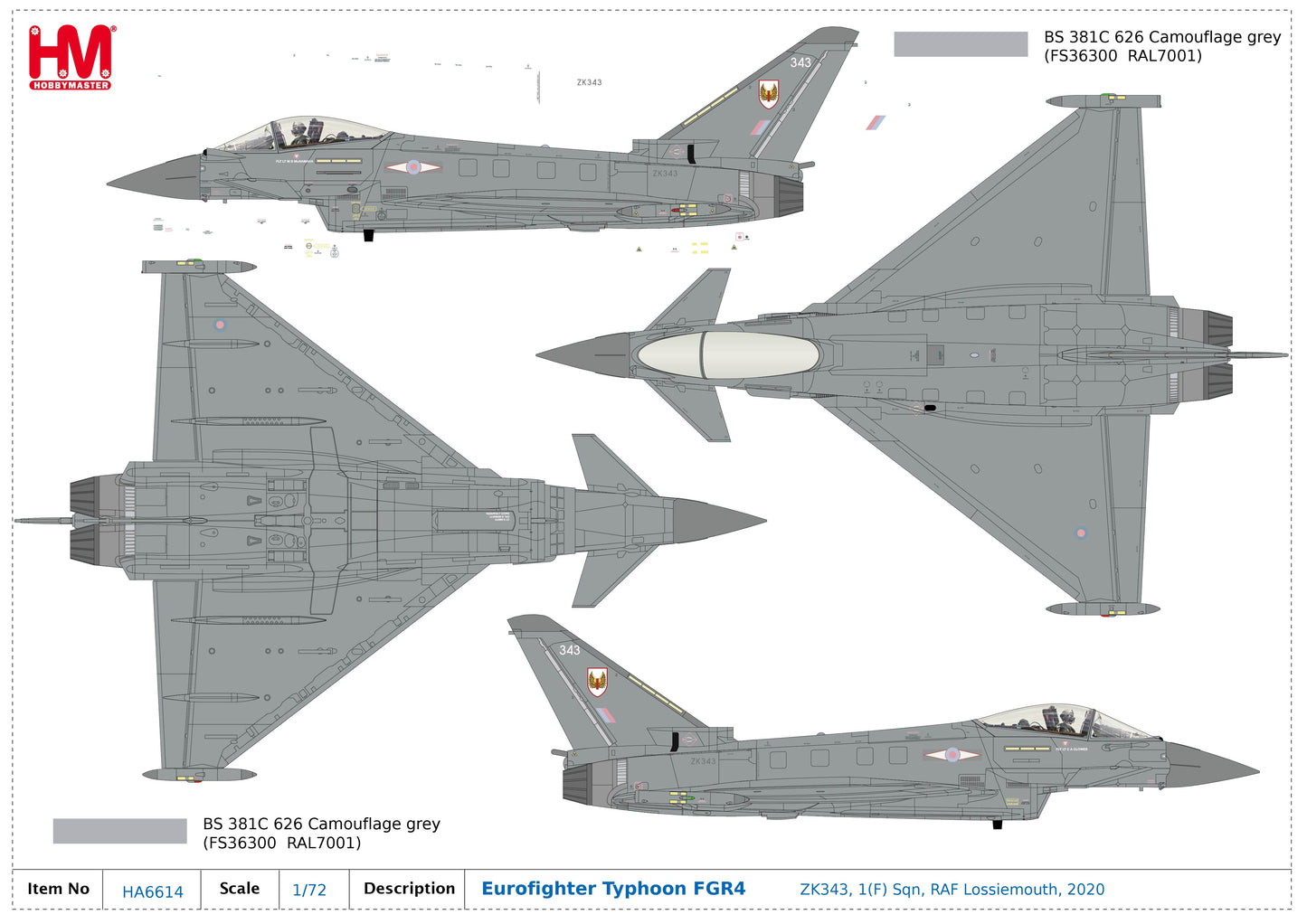 1/72 Eurofighter Typhoon FGR4 ZK343 1(F) Sqn RAF Lossiemouth 2020