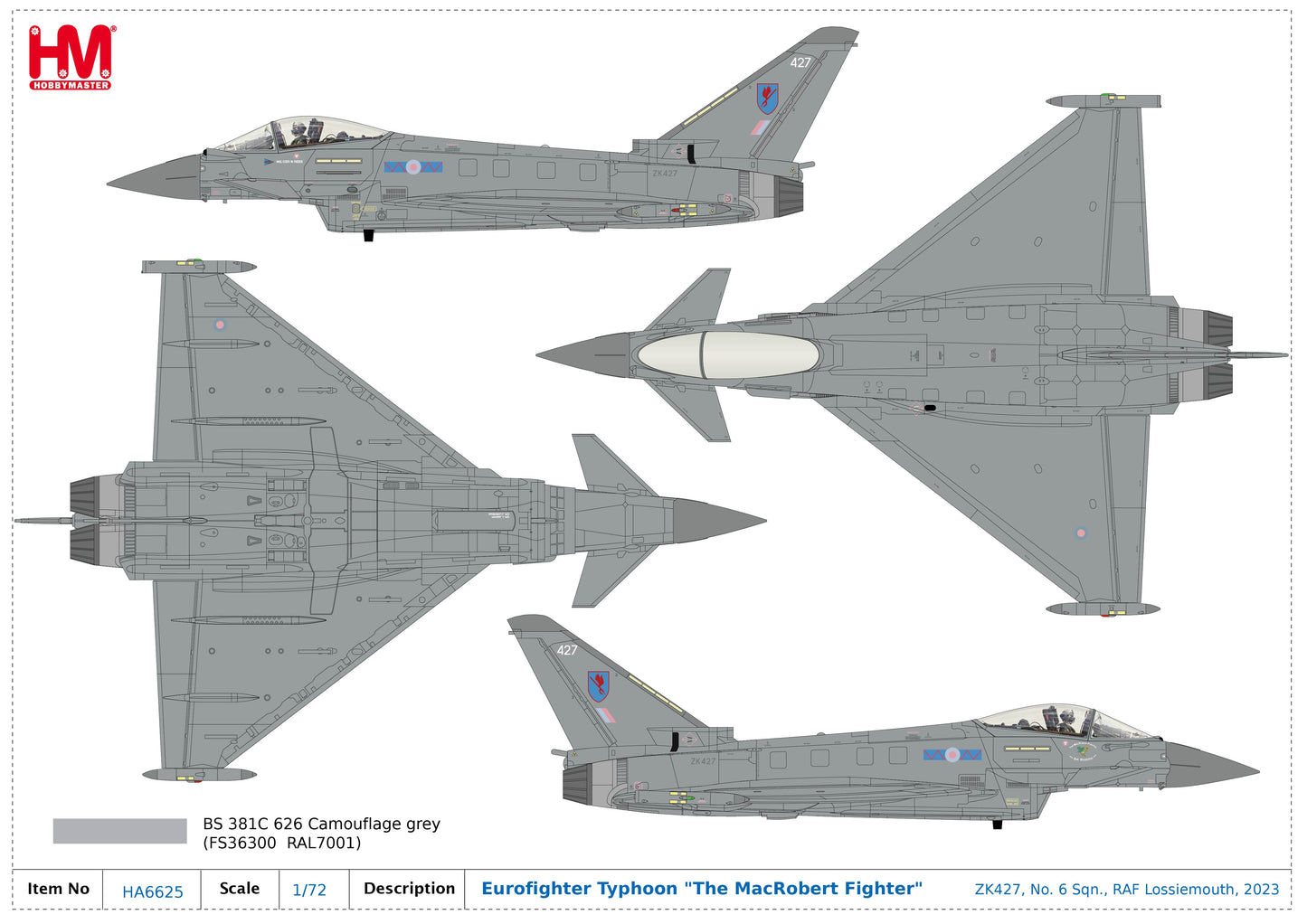 1/72 Eurofighter Typhoon â€œThe MacRobert Fighterâ€� ZK427 No. 6 Sqn. RAF Lossiemouth 2023