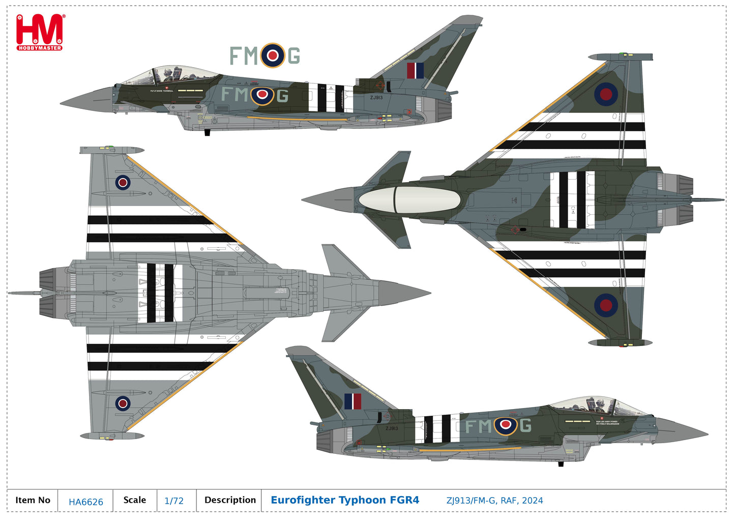 1/72 Eurofighter Typhoon FGR4 ZJ913/FM-G RAF 2024 (with 2 x ASRAAM 4 x AIM-120 3 x Fuel Tank)