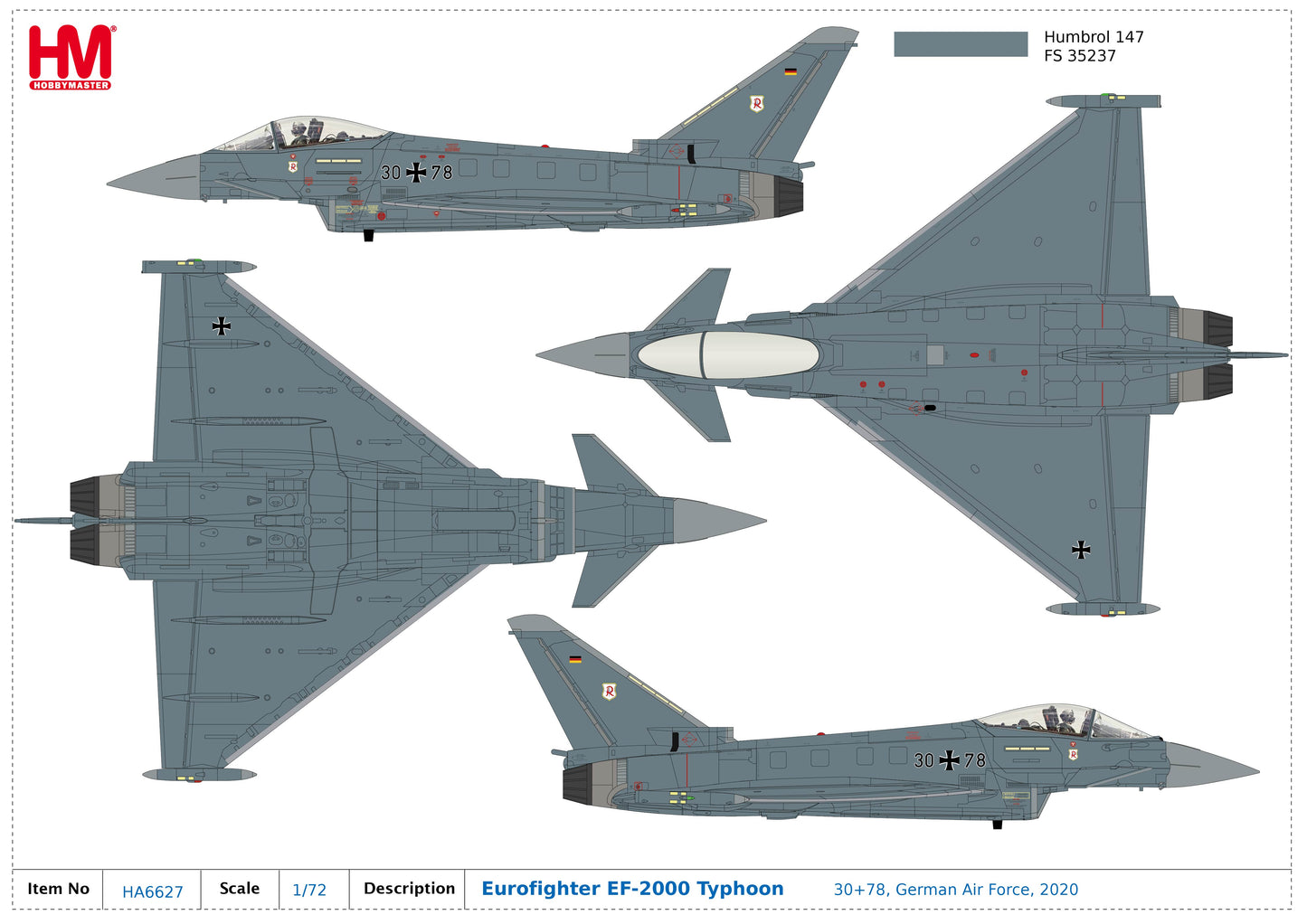 1/72 Eurofighter Typhoon 30+78 Luftwaffe 2021 (with 4 x GBU-48)