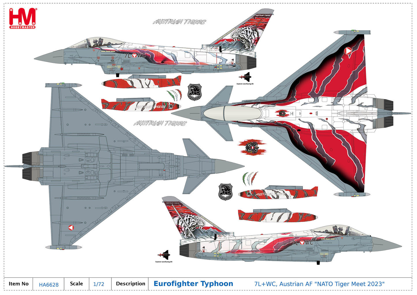1/72 Eurofighter Typhoon 7L+WC Austrian AF "NATO Tiger Meet 2023"