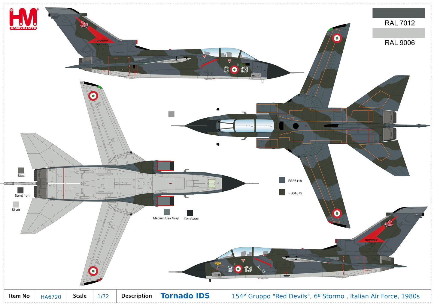 1/72 Tornado IDS 154° Gruppo "Red Devils" 6º Stormo Italian Air Force 1980s