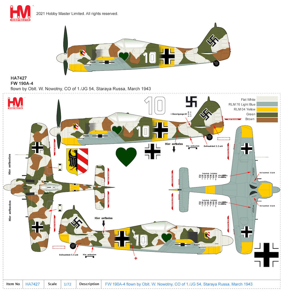 1/48 Fw-190A-4 Luftwaffe flown by Oblt. W. Nowotny CO of 1./JG 54 Staraya Russa March 1943