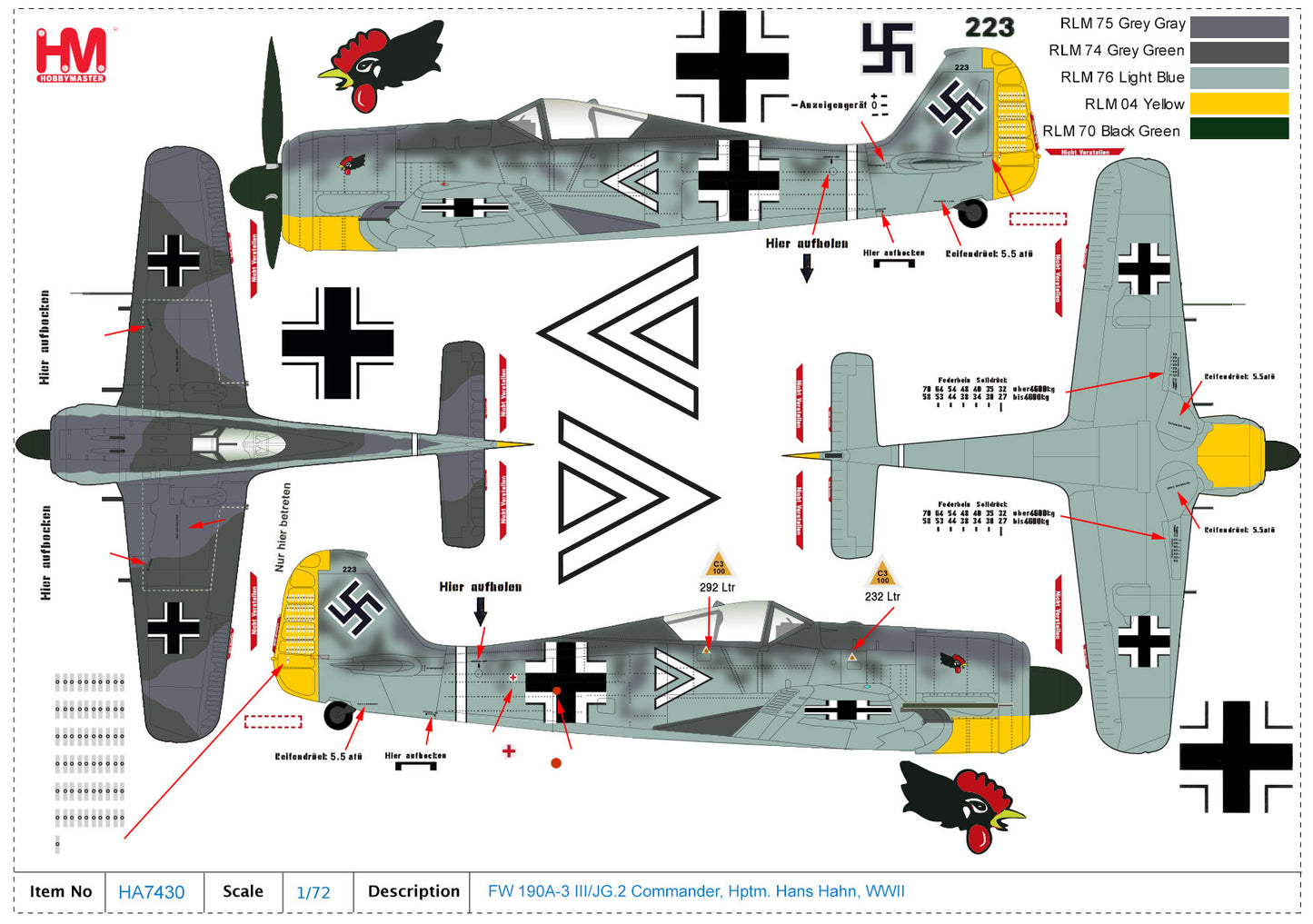 1/48 Fw-190A-3 III/JG.2 Commander Hptm. Hans Hahn WWII