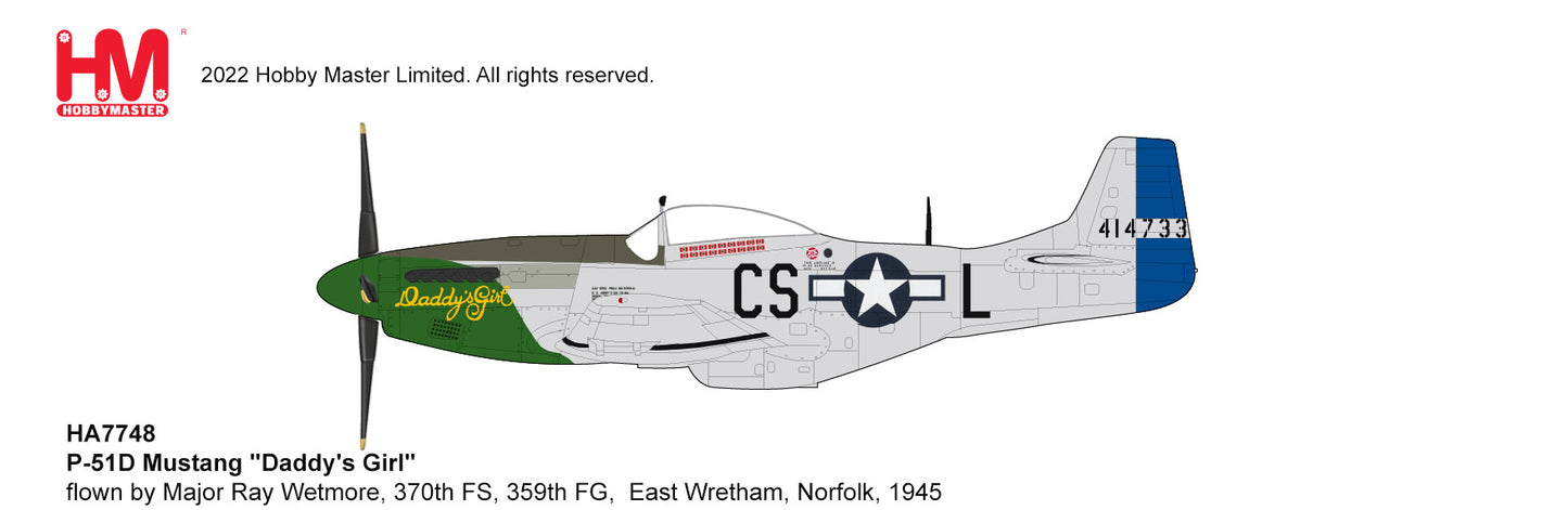 1/48 P-51D Mustang "Daddy's Girl" flown by Major Ray Wetmore 370th FS 359th FG East Wretham Norfolk 1945