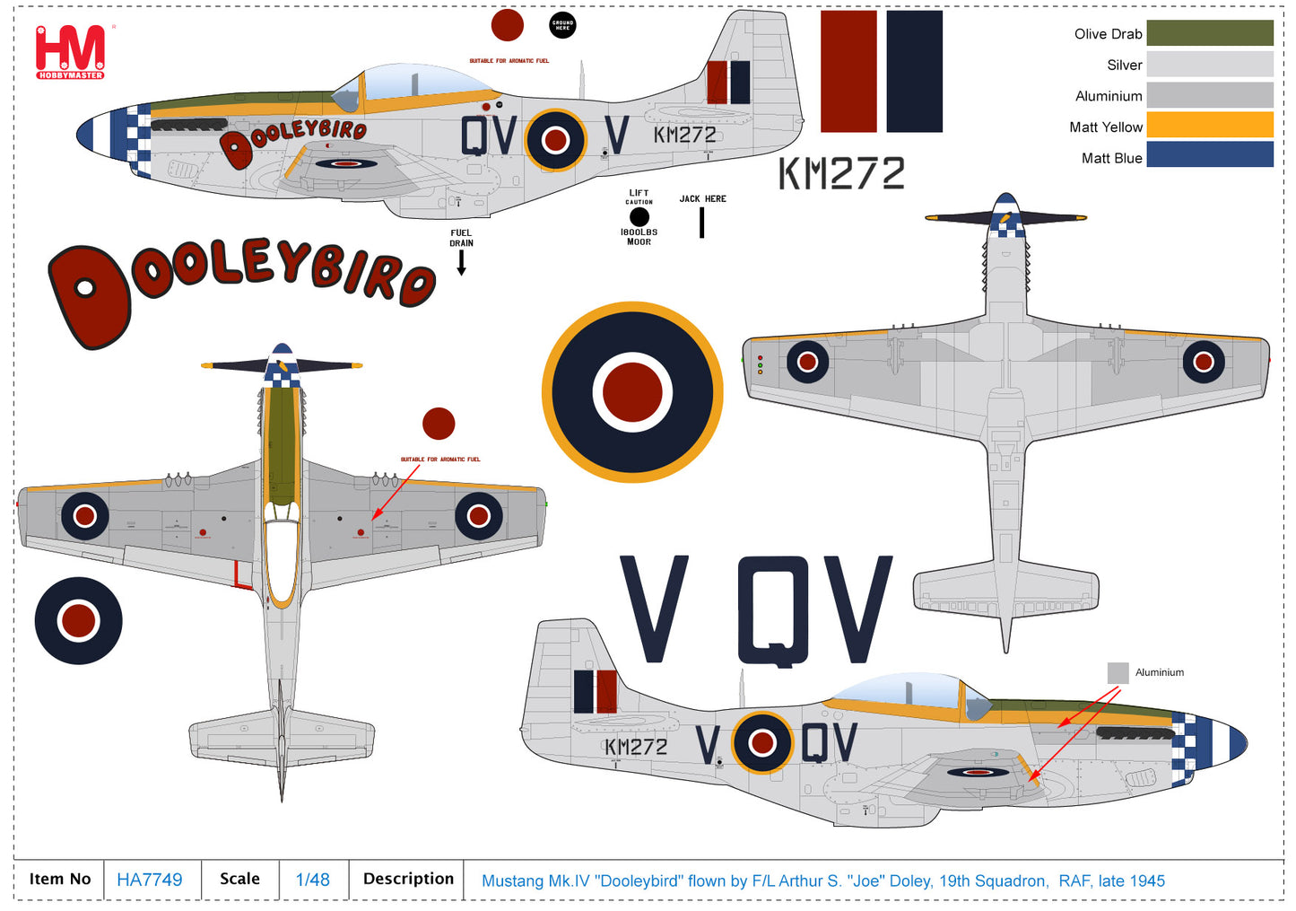 1/48 P-51D Mustang Mk.IV "Dooleybird" flown by F/L Arthur S. "Joe" Doley 19th Squadron RAF late 1945