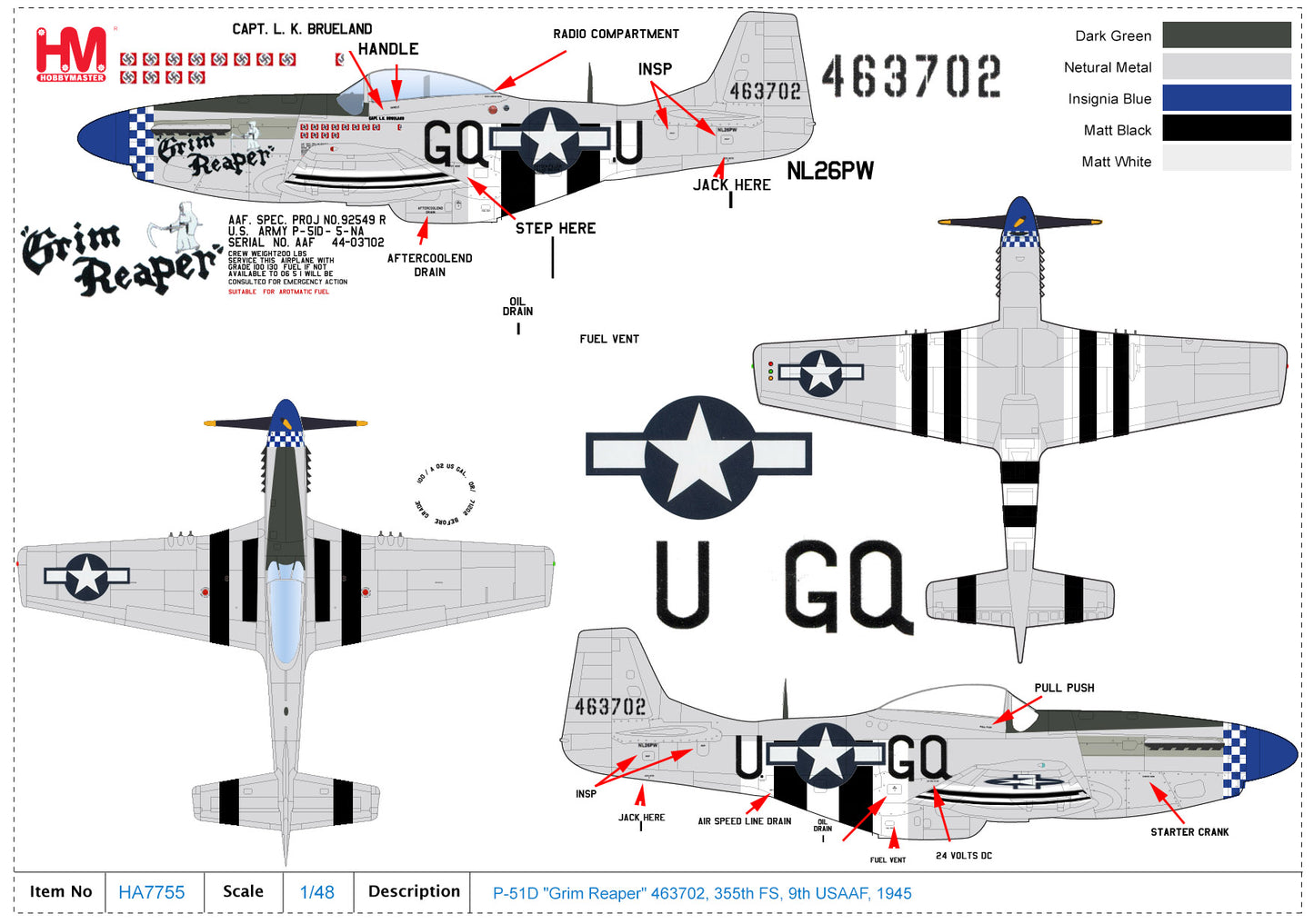 1/48 P-51D "Grim Reaper" 463702 355th FS 9th USAAF 1945