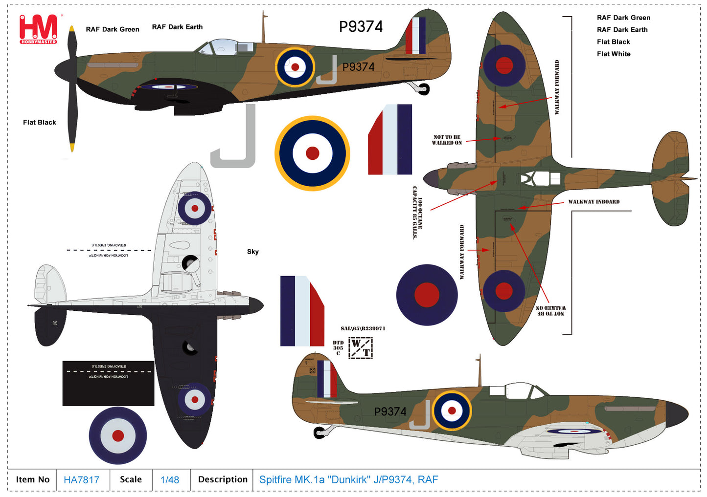 1/48 Spitfire MK.1a "Dunkirk" J/P9374 RAF