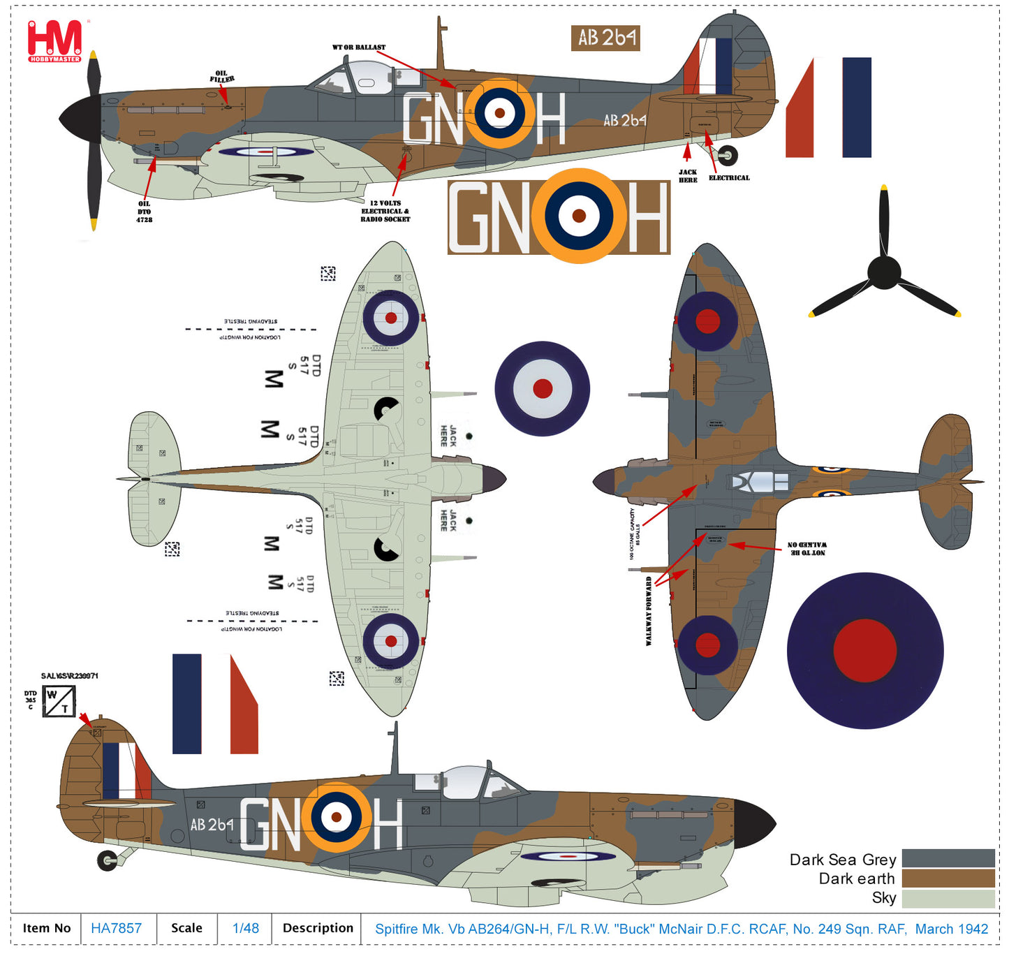 1/48 Spitfire Mk. Vb GN-H fown by Robert "Buck" McNair (RCAF) No. 249 (Gold Coast) Sqn. RAF Malta March 1942
