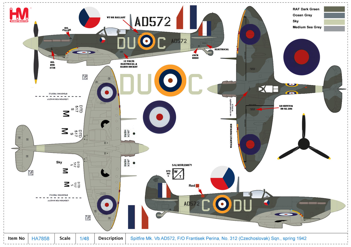 1/48 Spitfire Mk. Vb AD572 F/O Frantisek Perina No. 312 Sqn. Spring 1942