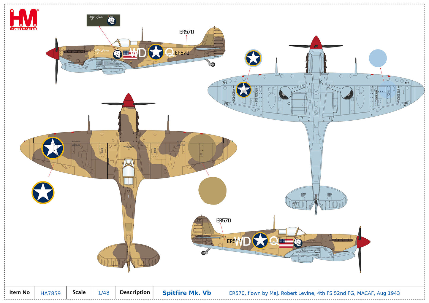 1/48 Spitfire Mk.Vb Trop ER570 4th FS 52nd FG MACAF August 1943