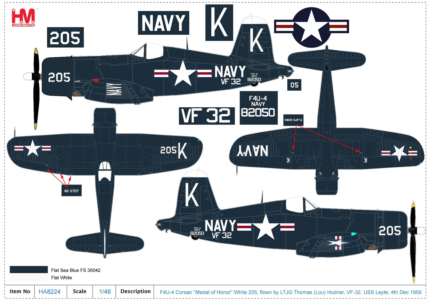 1/48 F4U-4 Corsair "Medal of Honor" White 205 flown by LTJG Thomas (Lou) Hudner VF-32 USS Leyte 4th Dec 1950