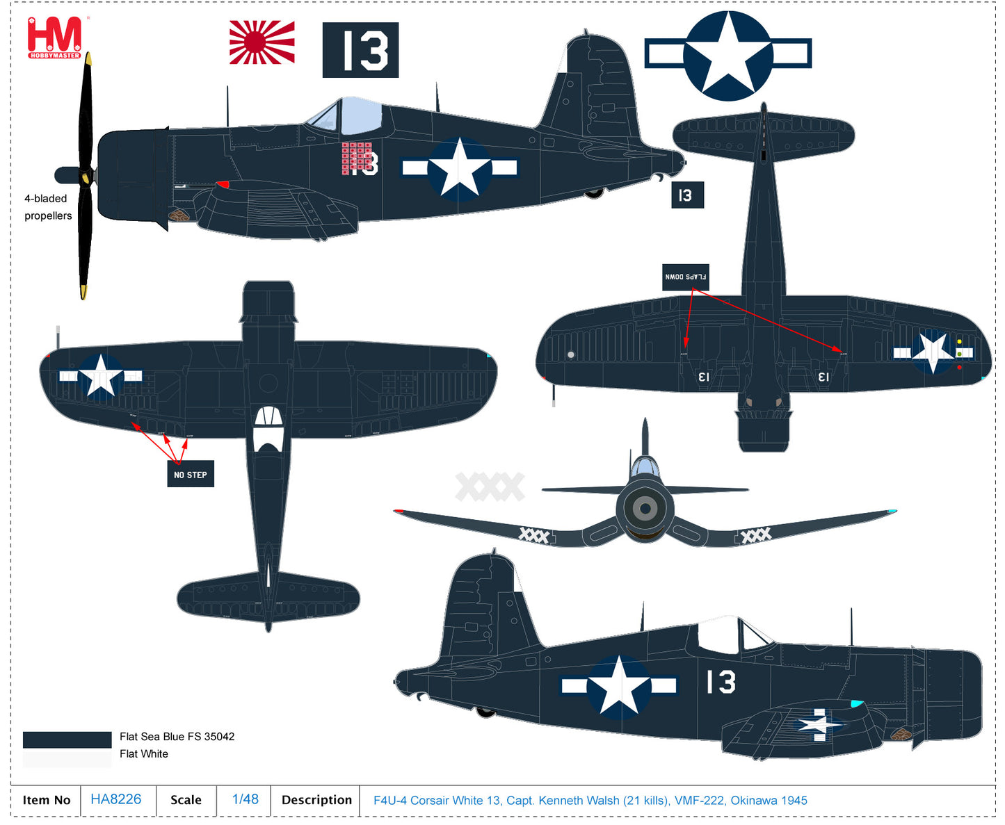 1/48 F4U-4 Corsair White 13 Capt. Kenneth Walsh (21 Kills) VMF-222 Okinawa 1945