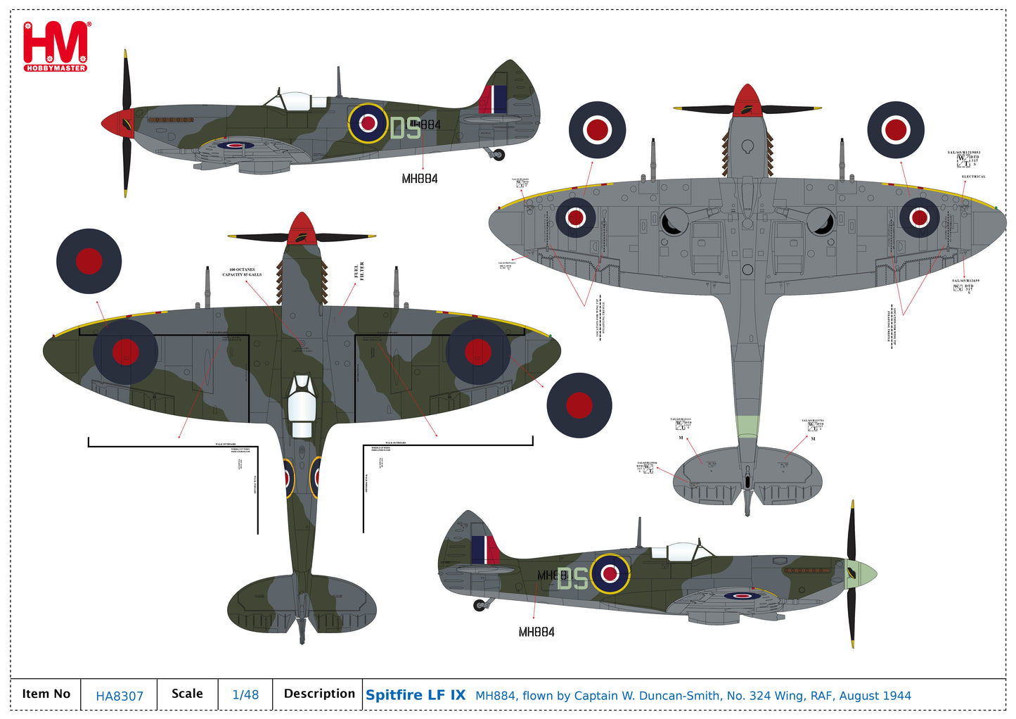 1/48 Spitfire LF IX MH884 flown by Captain W. Duncan-Smith No. 324 Wing RAF August 1944