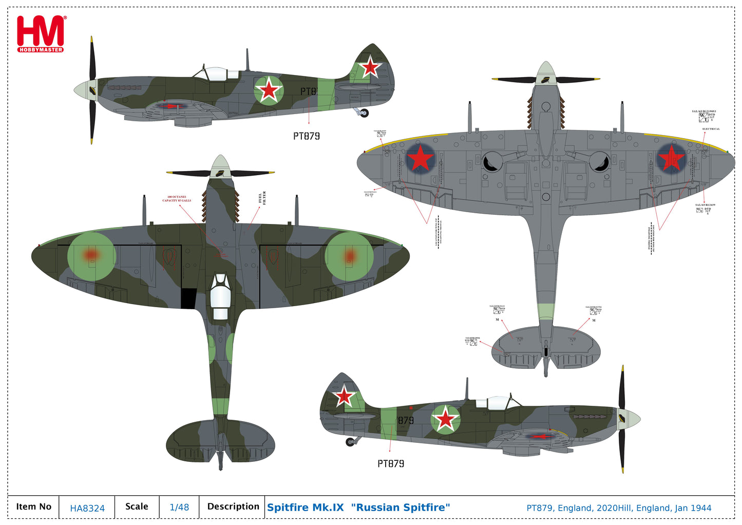 1/48 Spitfire Mk.IX "Russian Spitfire" PT879 England 2020