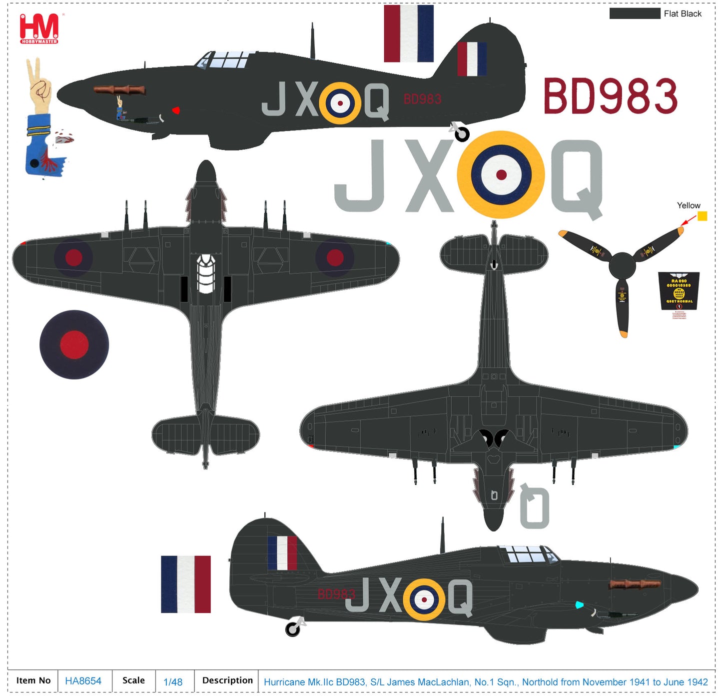 1/48 Hawker Hurricane IIc BD983 S/L James MacLachlan No.1 Sqn. Northolt from November 1941 to June 1942