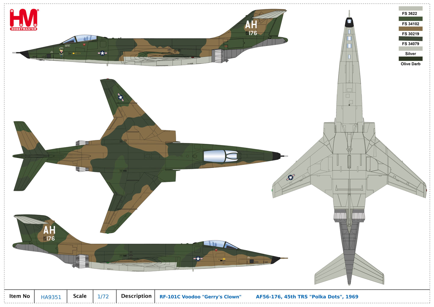 1/72 RF-101C Voodoo "Gerry's Clown" AF56-176 45th TRS "Polka Dots" 1969