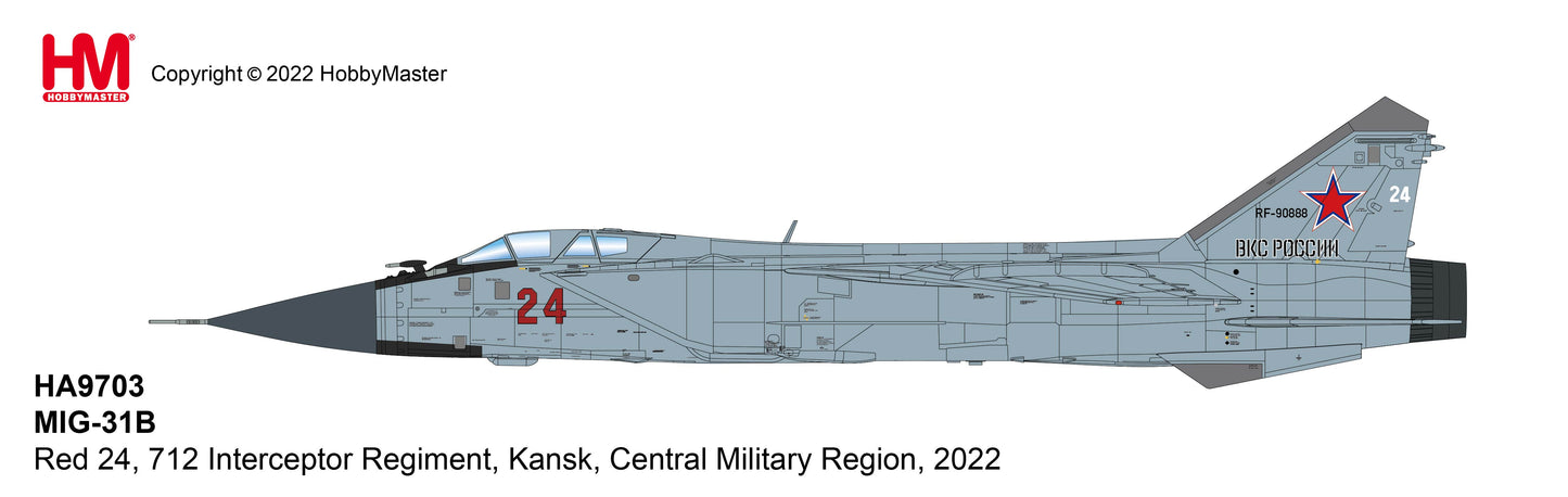 1/72 MiG-31BM Red 24 712 Interceptor Regiment Kansk Central Military Region 2022 (with R-77 and R-37 Missiles)