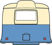 1/76 Cream/Blue Caravan