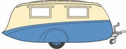 1/76 Cream/Blue Caravan