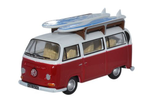 1/76 VW Bay Window Bus/Surfboards Montana Red/White