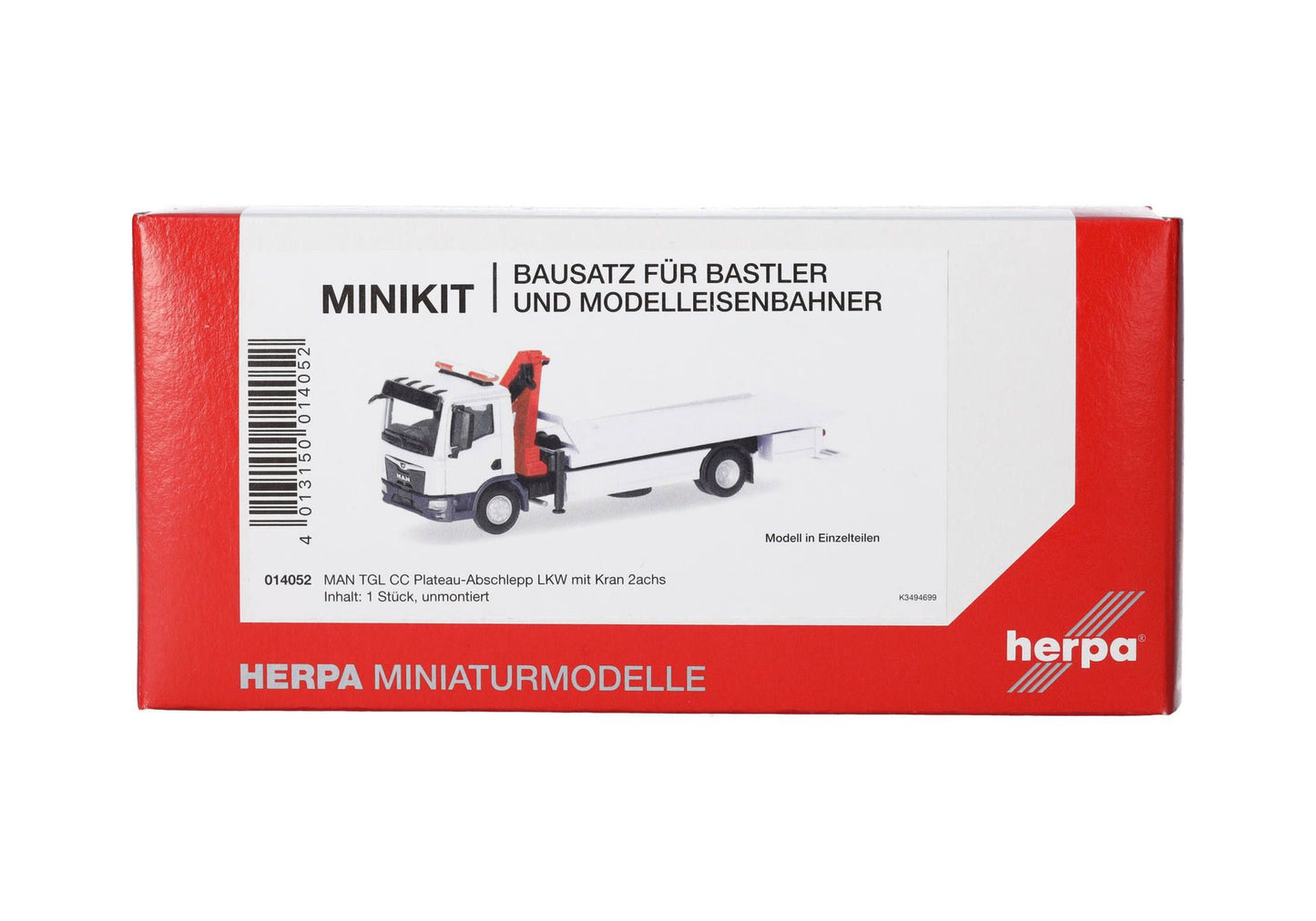 1/87 MiniKit MAN TGL Plateau Tow Truck with Crane 1pc