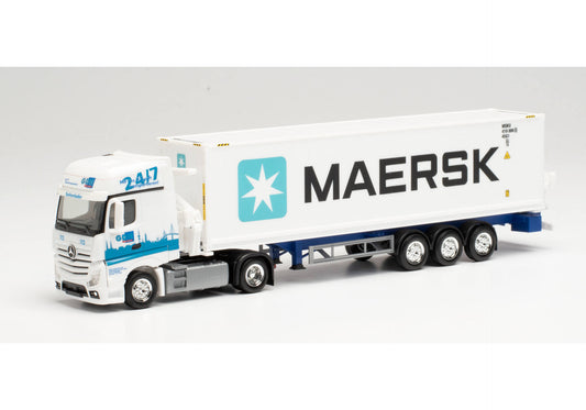 1/87 Mercedes-Benz Actros Gigaspace Hammar Container Sideloader Trailer "GDH / Maersk"
