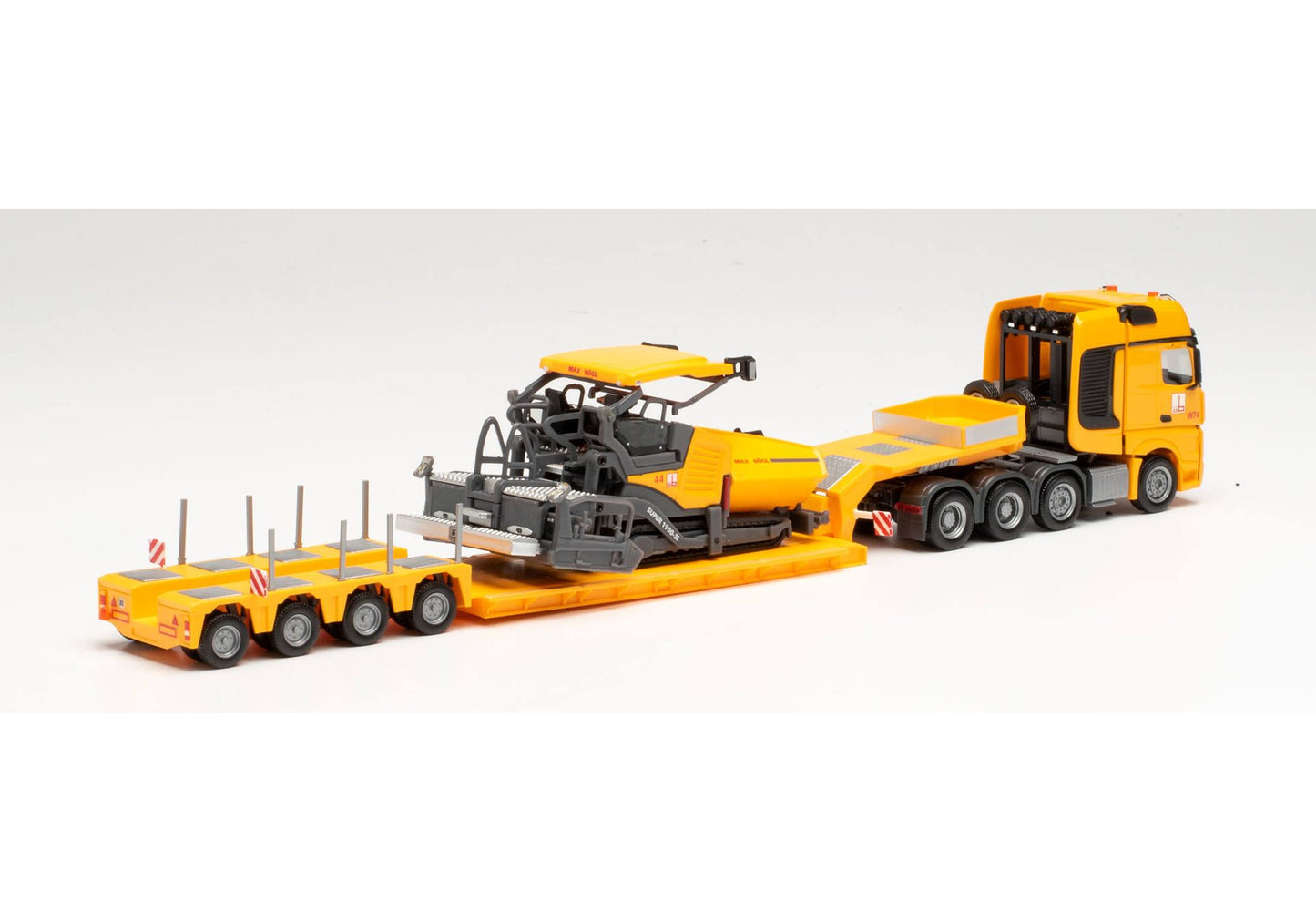 1/87 Mercedes-Benz Actros SLT Low Loader Semitrailer with Vögele 1900-3i Ceiling Paver "Max Bögl"