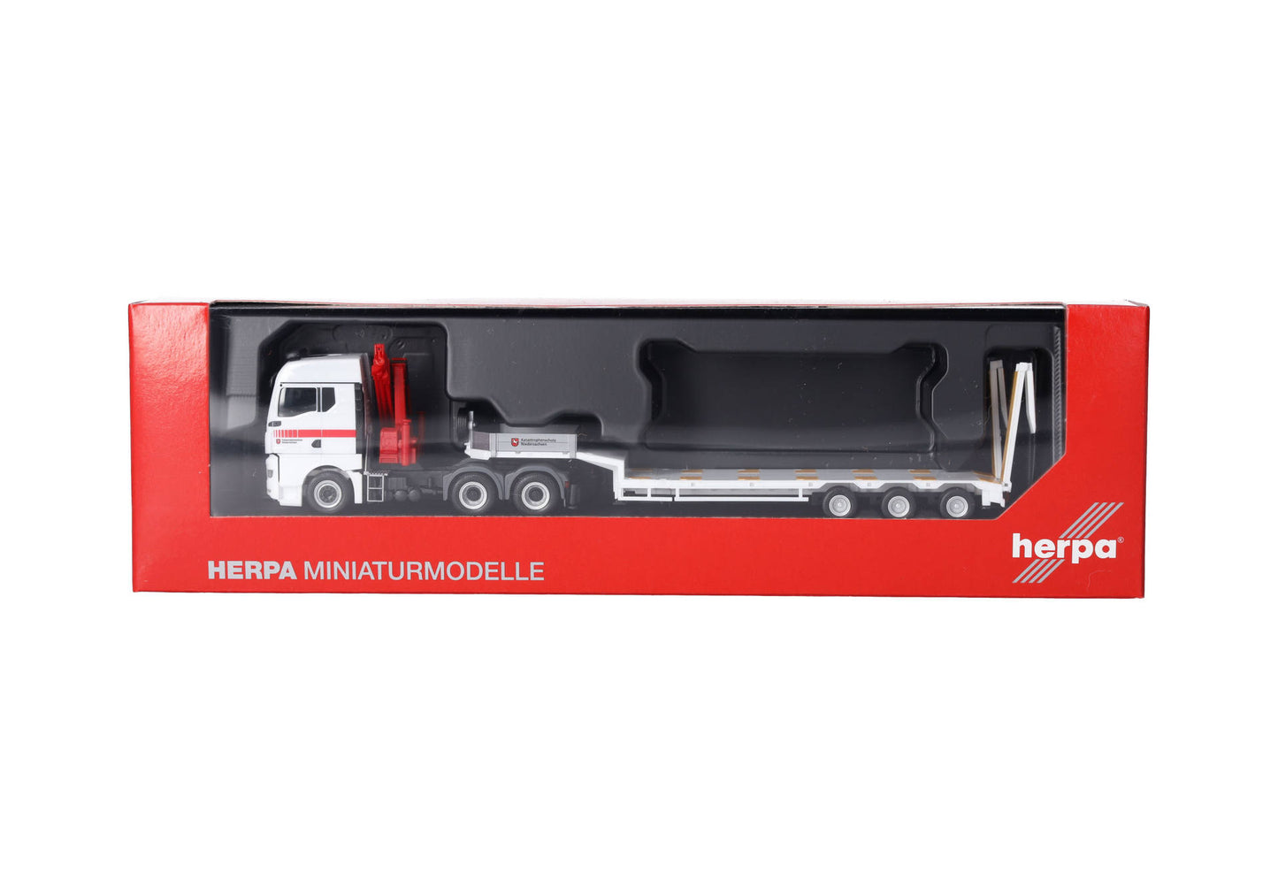 1/87 MAN TGX GM with Crane Low Box Semitrailer Truck "Disaster Relief Lower Saxony" (Lower Saxony/Celle)