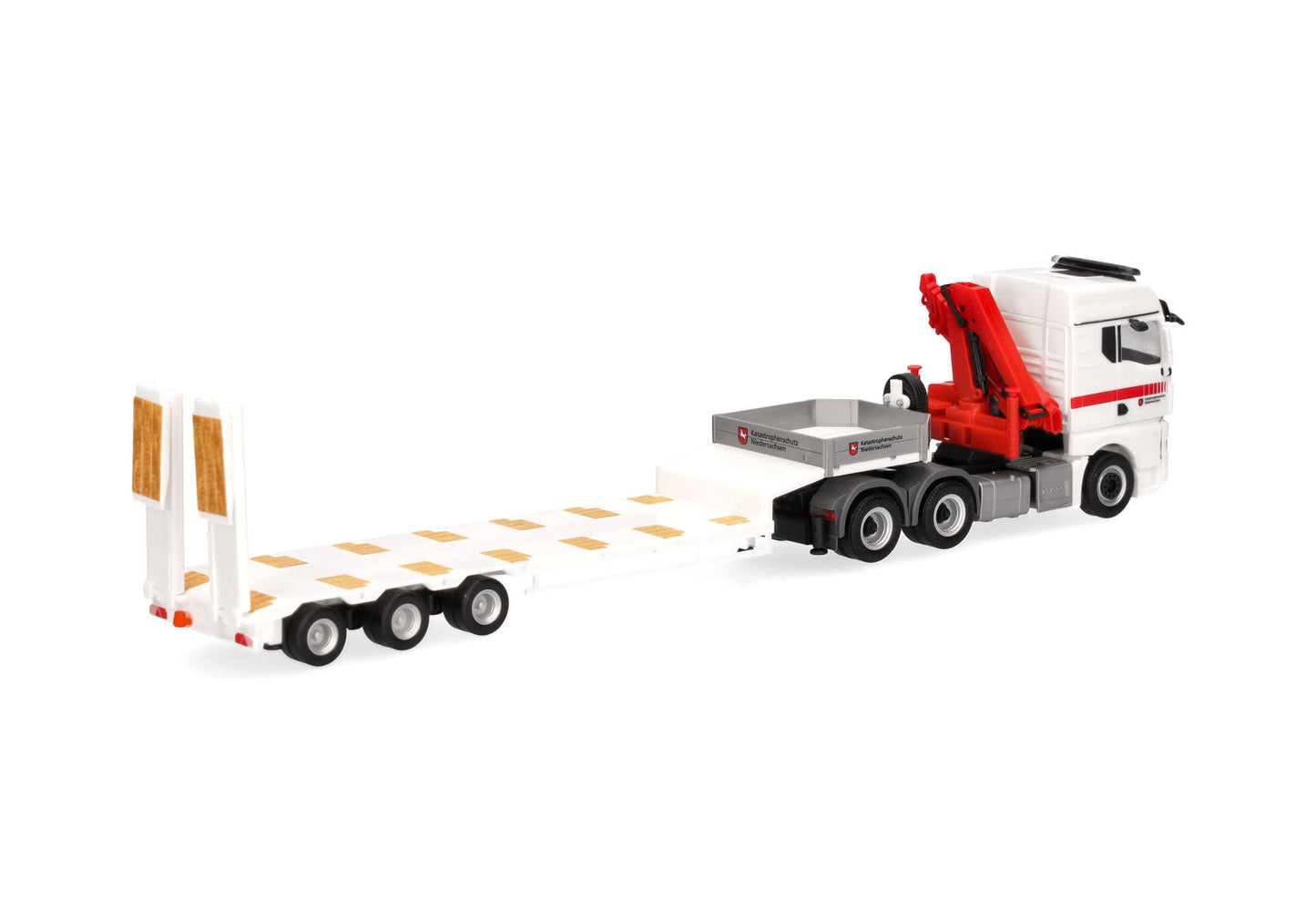 1/87 MAN TGX GM with Crane Low Box Semitrailer Truck "Disaster Relief Lower Saxony" (Lower Saxony/Celle)