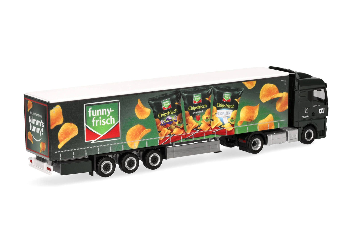 1/87 MAN TGX GM Curtain Canvas Semitrailer Truck "CTJ/Funny Frisch" (North Rhine-Westphalia/Dormagen)