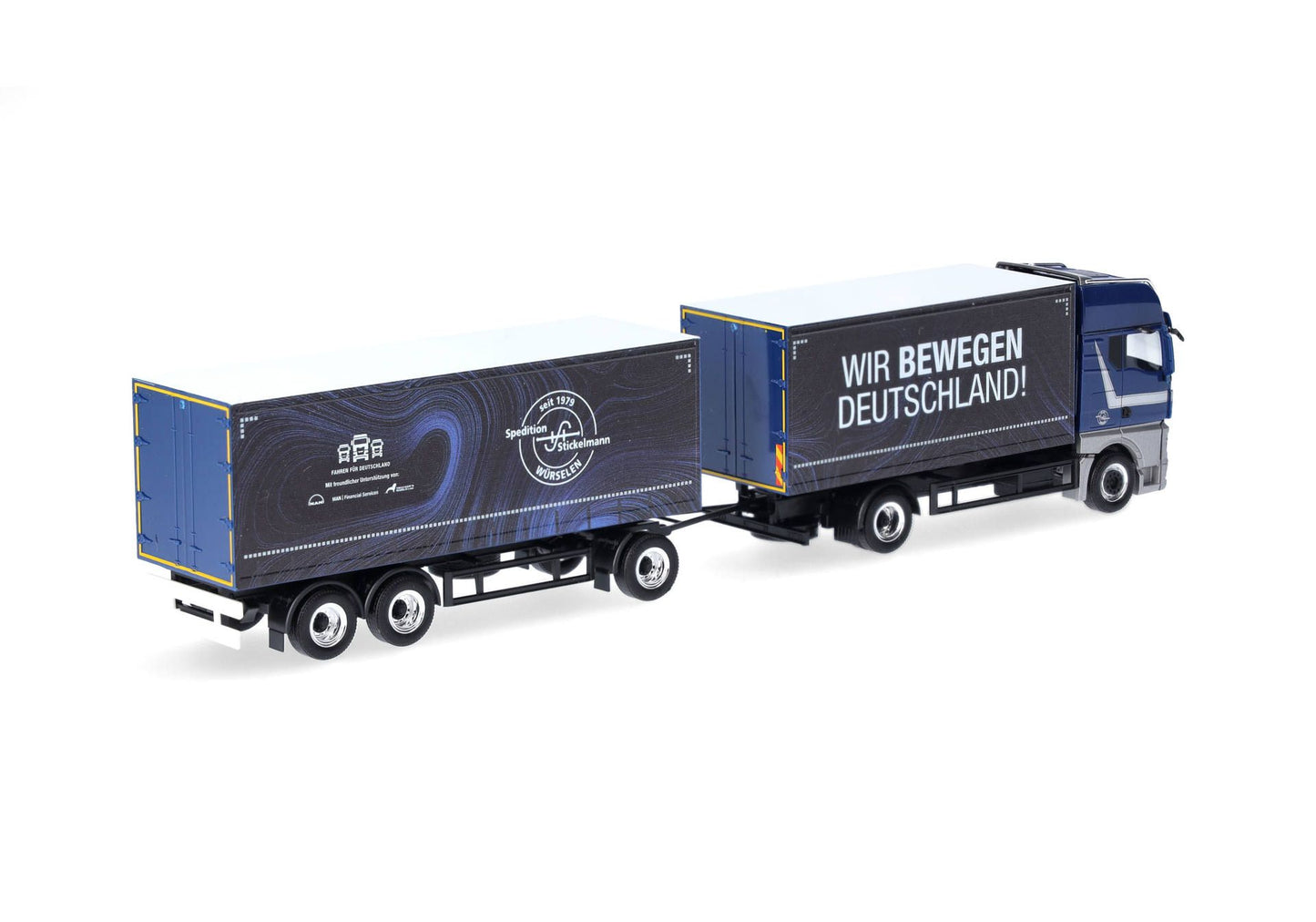 1/87 MAN TGX GX Curtain Canvas Semitrailer Truck "Stickelmann/Wir Bewegen Deutschland"
