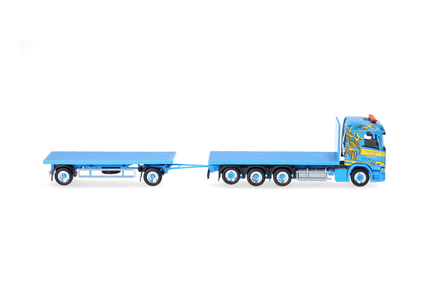 1/87 Scania CR 20 ND Stake Trailer Truck "Martin Wittwer" (Swiss/Wattenwil)
