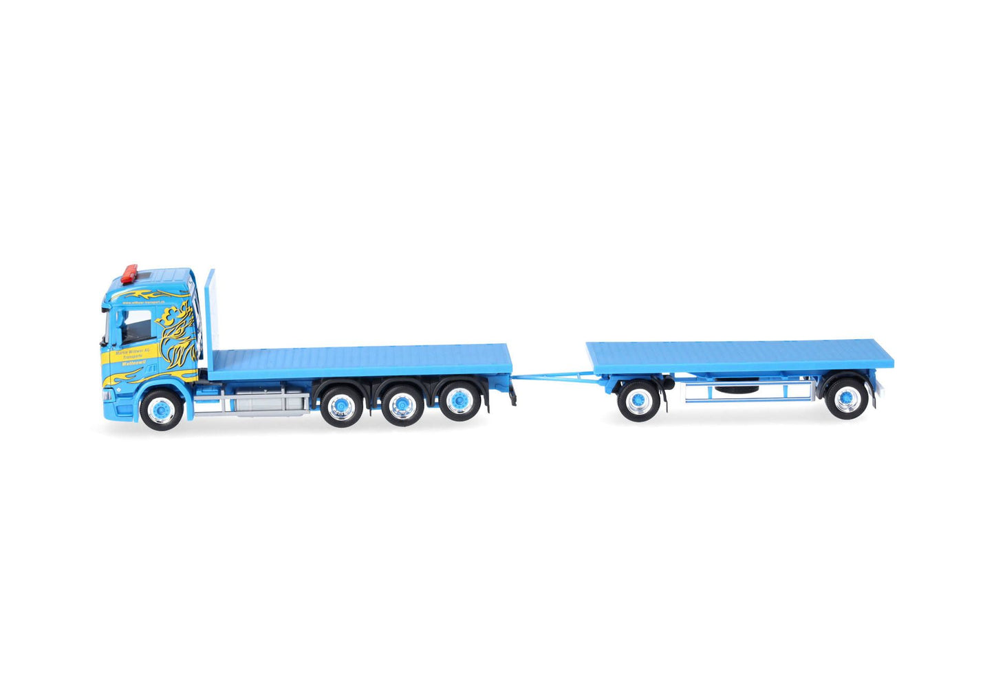 1/87 Scania CR 20 ND Stake Trailer Truck "Martin Wittwer" (Swiss/Wattenwil)