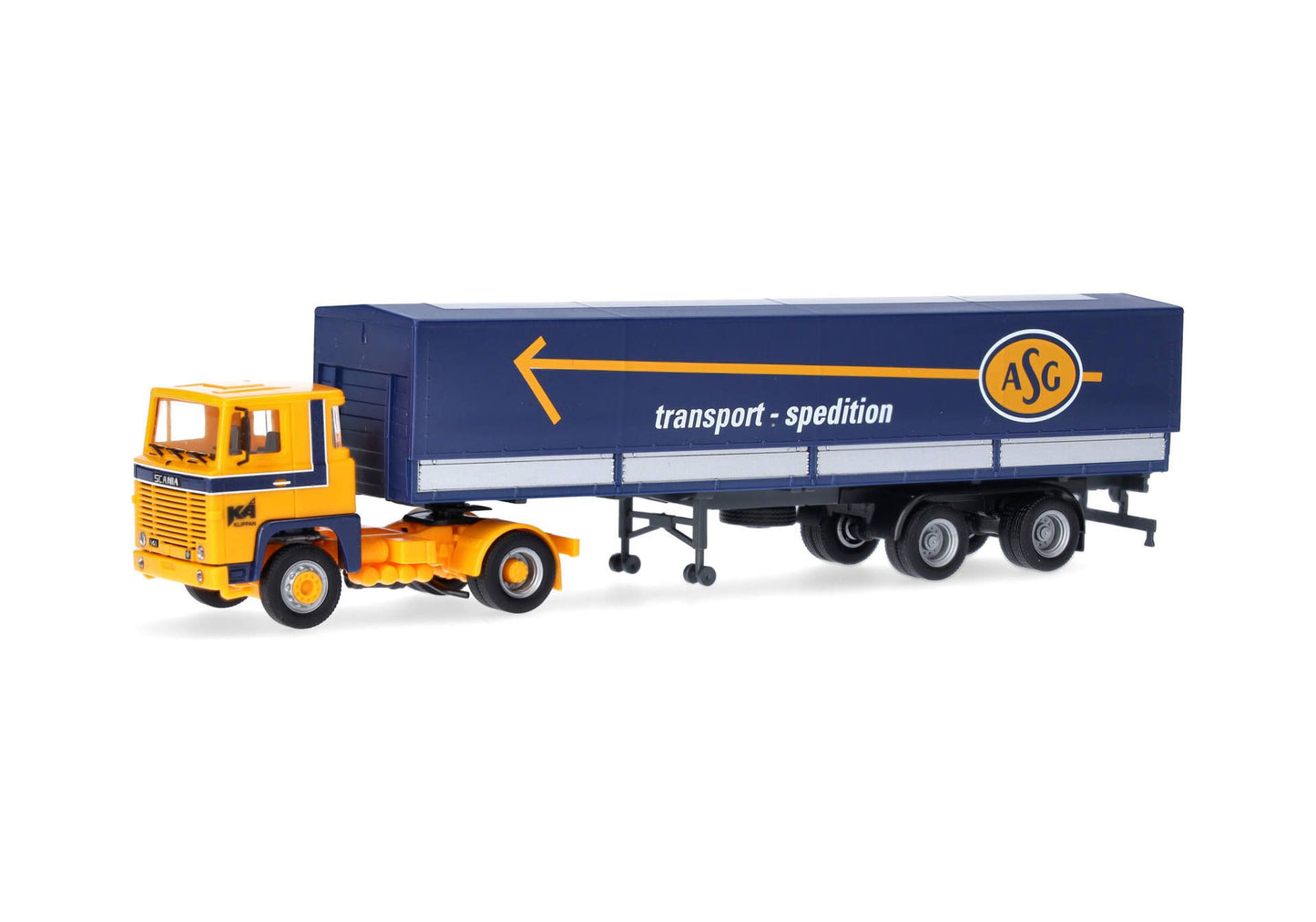 1/87 Scania 141 Canvas Semitrailer Truck "ASG" (Sweden/Stockholm)