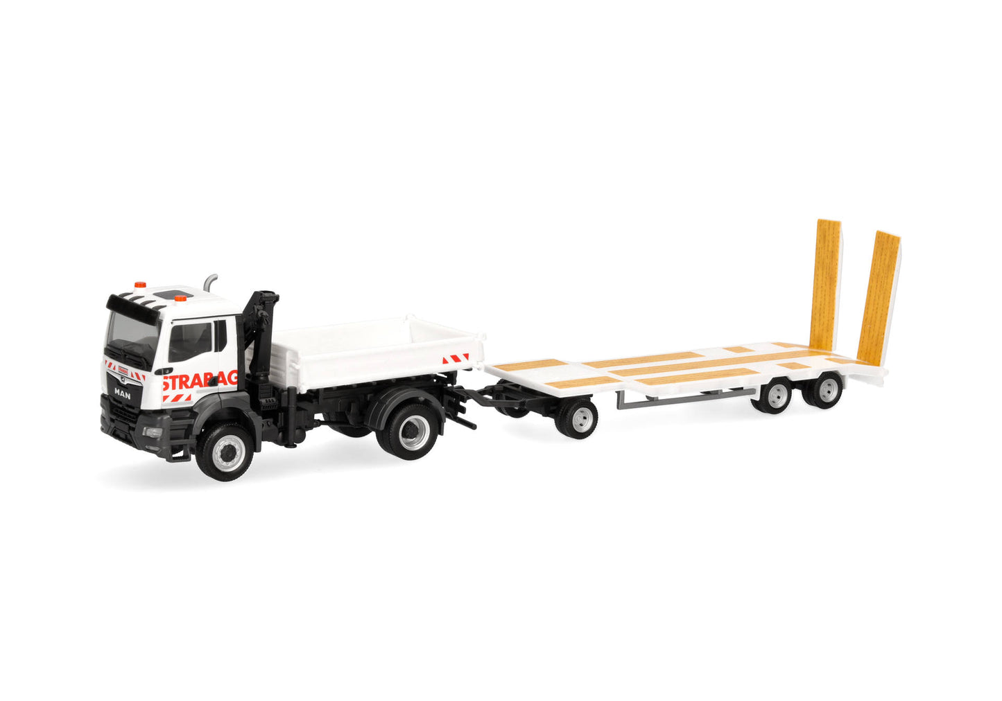 1/87 MAN TGS NN Three-Way Dumper with Crane and TU3 Trailer "STRABAG"