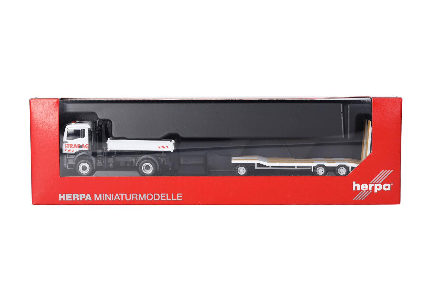1/87 MAN TGS NN Three-Way Dumper with Crane and TU3 Trailer "STRABAG"