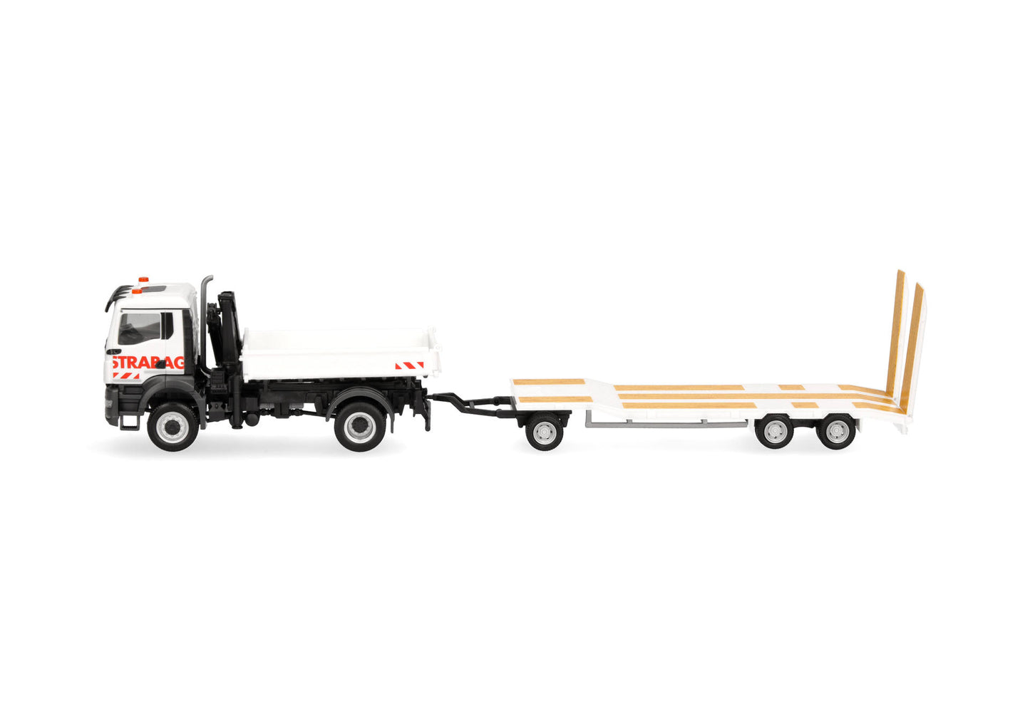 1/87 MAN TGS NN Three-Way Dumper with Crane and TU3 Trailer "STRABAG"
