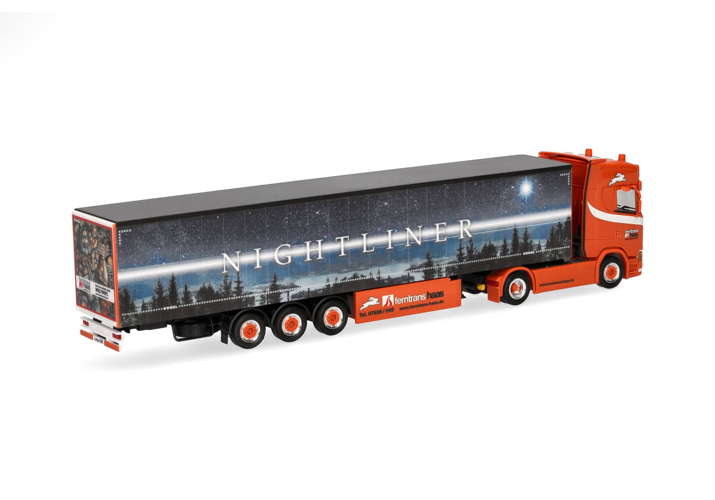 1/87 Scania CS 20 HD 15m Curtain Canvas Semitrailer Truck "Ferntrans Haas" (Baden-Wuerttemberg/Schenkenzell)