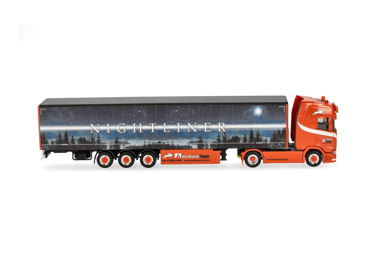 1/87 Scania CS 20 HD 15m Curtain Canvas Semitrailer Truck "Ferntrans Haas" (Baden-Wuerttemberg/Schenkenzell)