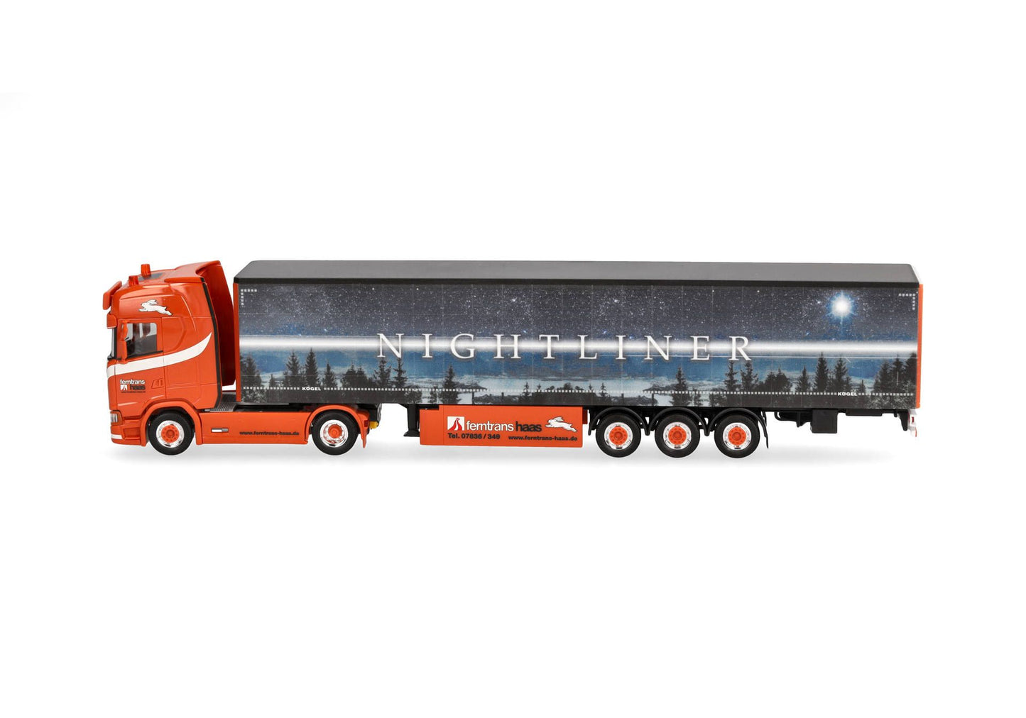 1/87 Scania CS 20 HD 15m Curtain Canvas Semitrailer Truck "Ferntrans Haas" (Baden-Wuerttemberg/Schenkenzell)