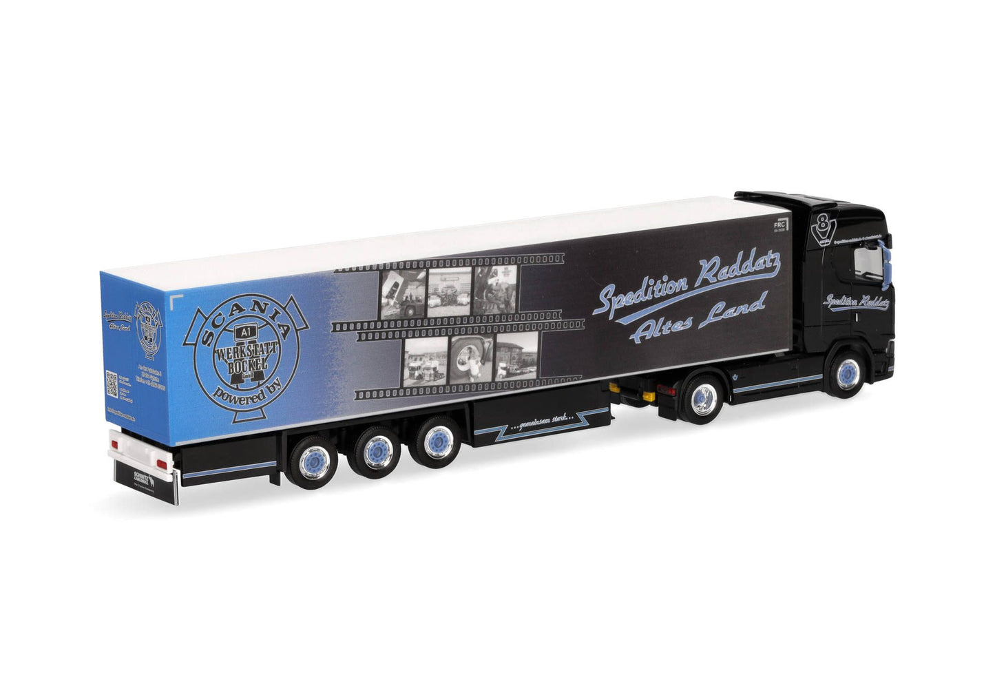 1/87 Scania CS 20 HD Refrigerated Box Semitrailer Truck "Spedition Raddatz" (Lower Saxony/Jork)