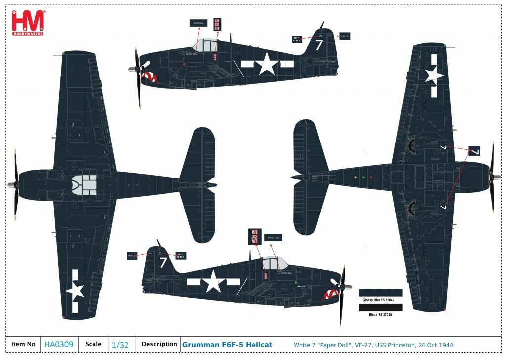 1/32 Grumman F6F-5  - Paper Doll -  VF-27 USS Princeton CVL-23 October 1944