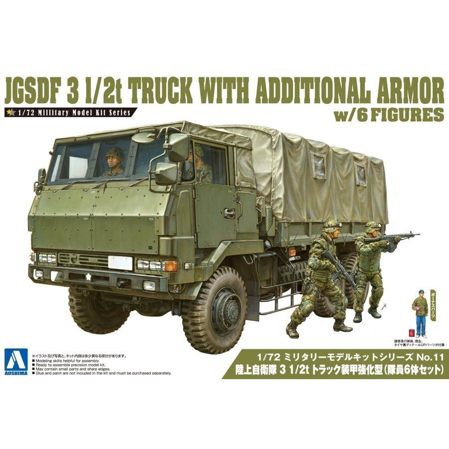 1/72 JGSDF 3 1/2T Truck With Additional Armor with 4 Figures