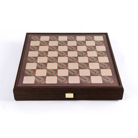 Chess/Backgammon/Ludo/Snakes - Vintage - Venge replica wooden case 34x34cm