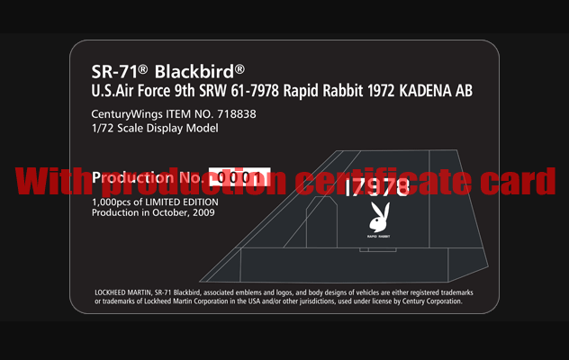 1/72 SR-71 BLACKBIRD 61-7978 RAPID RABBIT 1972