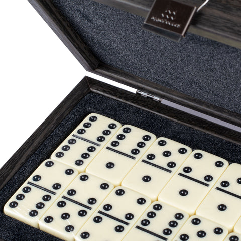 Dominoes 52x27x1cm in Black wooden replica case 24x17cm