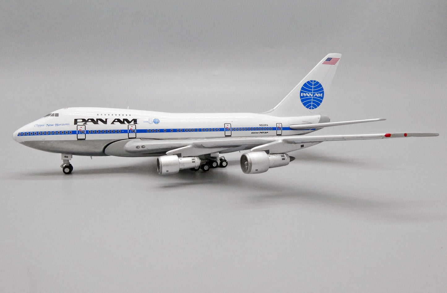 Pan Am Boeing 747SP N533PA Clipper New Horizons with Commemorative Flight 50 Logo