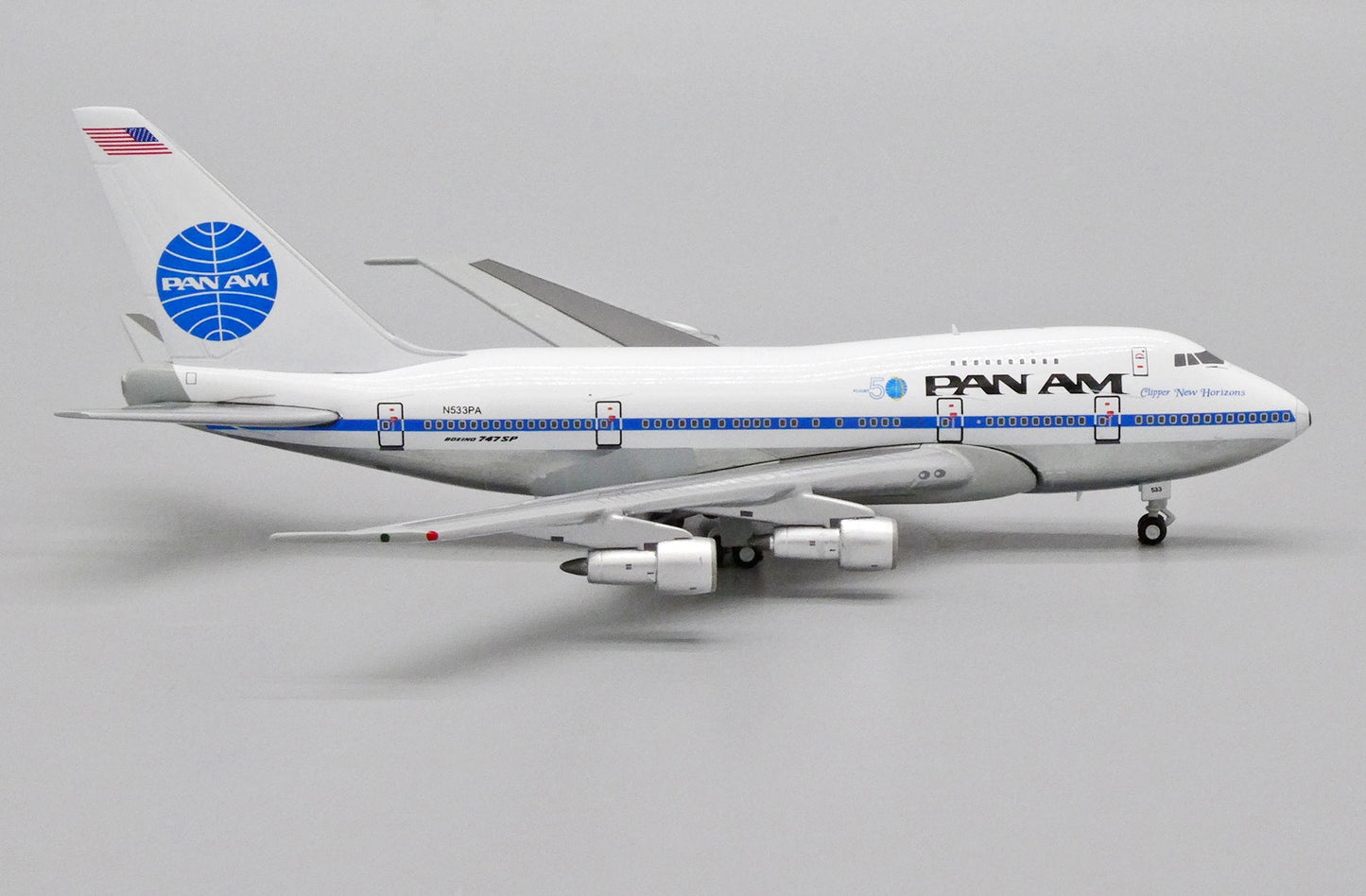 Pan Am Boeing 747SP N533PA Clipper New Horizons with Commemorative Flight 50 Logo